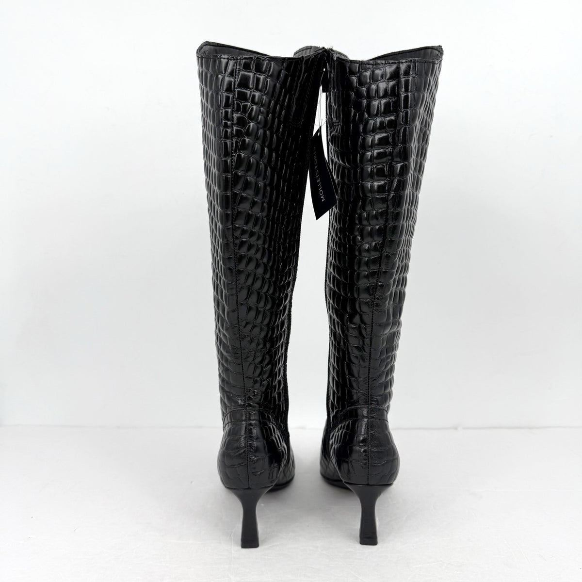 Naturalizer Womens Deesha Knee High Boot 6.5 M Wide Calf Black Croc Leather NWOB