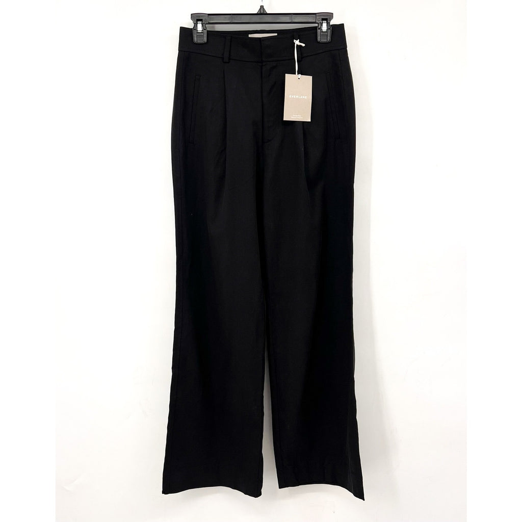 Everlane Womens The Way-High Drape Pants Size 6 30" Inseam Pleated Black NWT