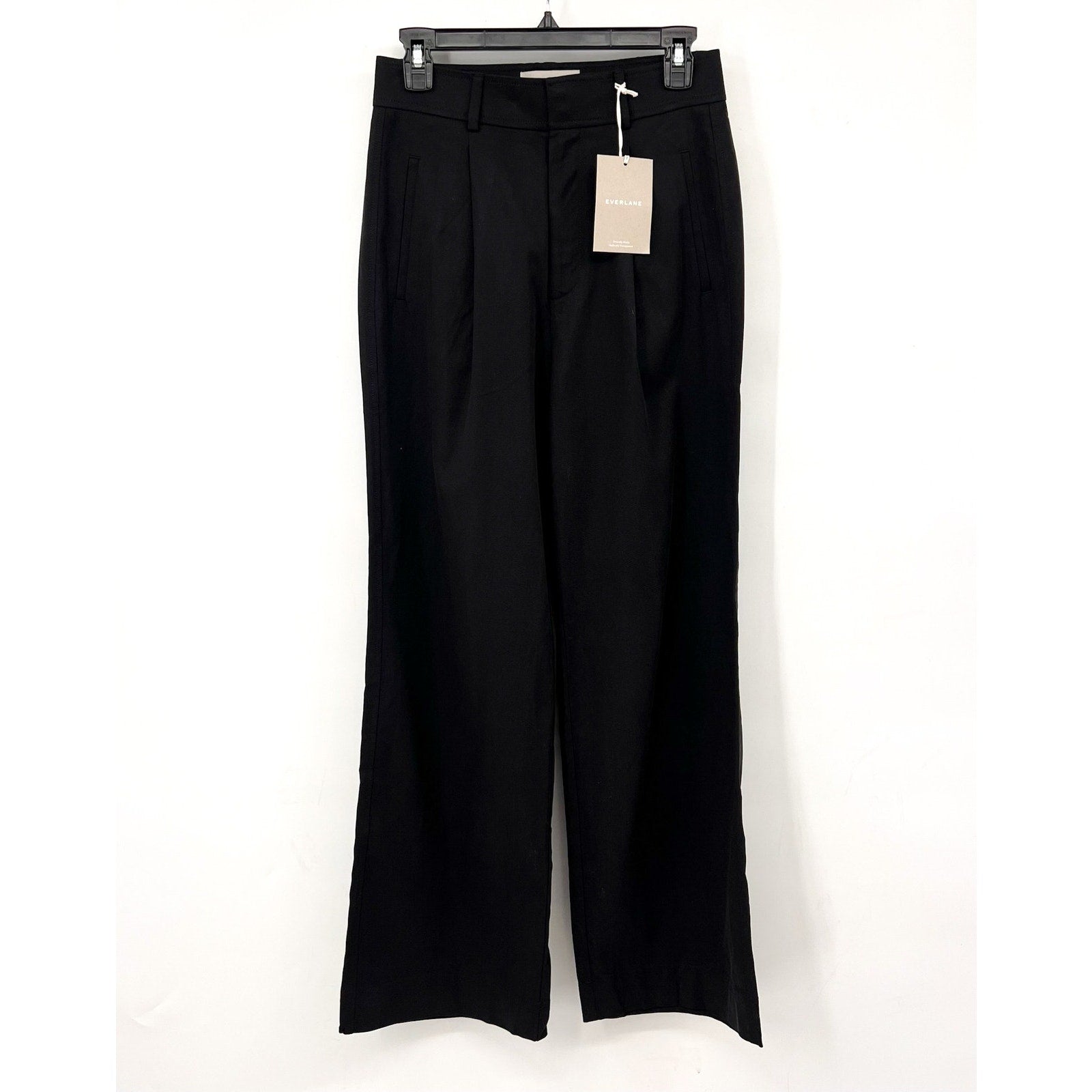 Everlane Womens The Way-High Drape Pants Size 6 30" Inseam Pleated Black NWT