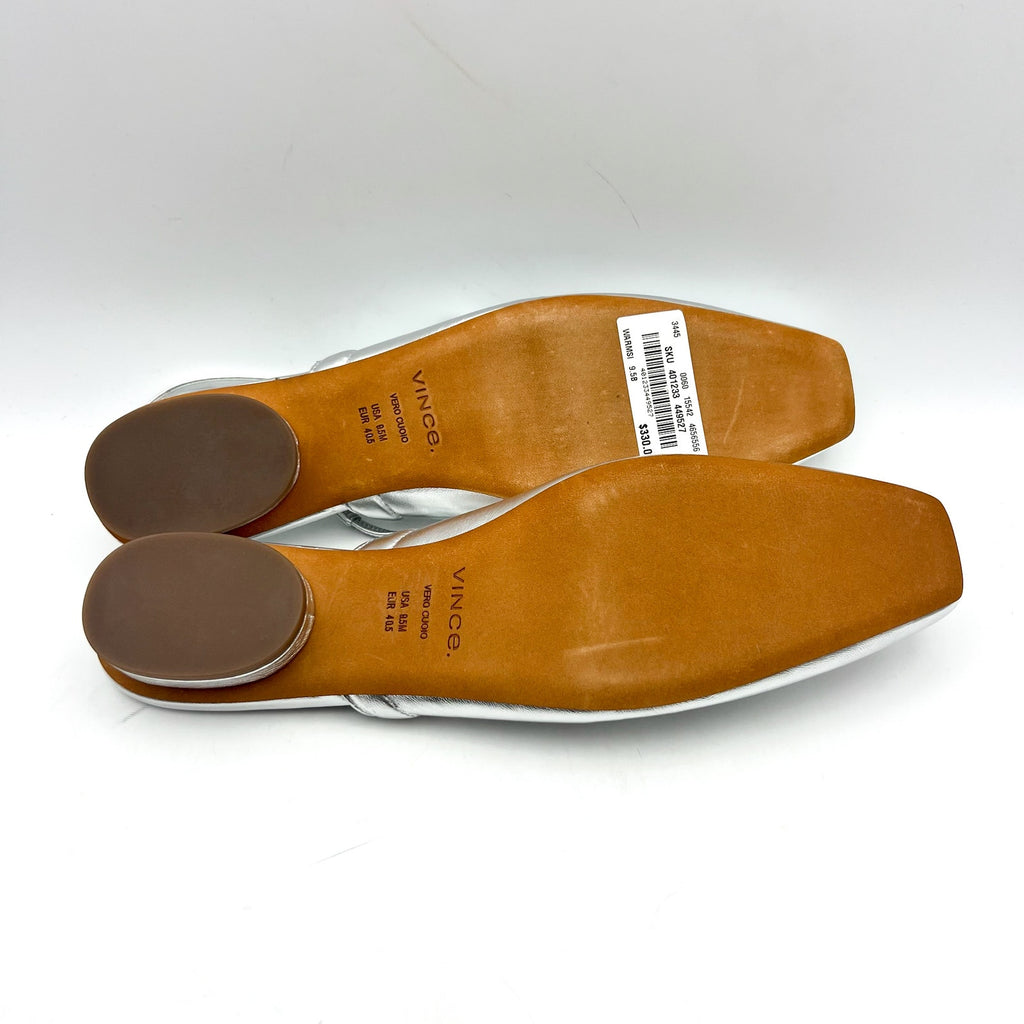 VINCE. Womens Venice Flats US 9.5  EU 40.5 Warm Silver Leather Slip On NIB