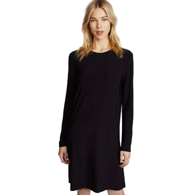 NORMA KAMALI Women's Long Sleeve Shift Dress Small Black Stretch Crewneck NWOT
