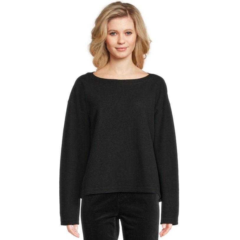 EILEEN FISHER Women's Reversible Box Top Small Black Long Sleeve NWT