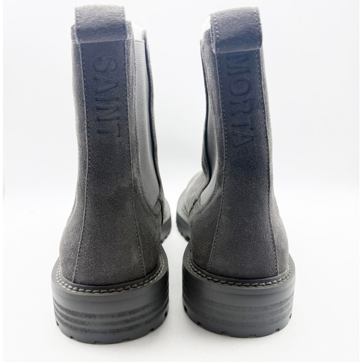 Saint Morta Men's Chunky Chelsea Boots Size 8 EU 42 Dark Grey Suede NIB