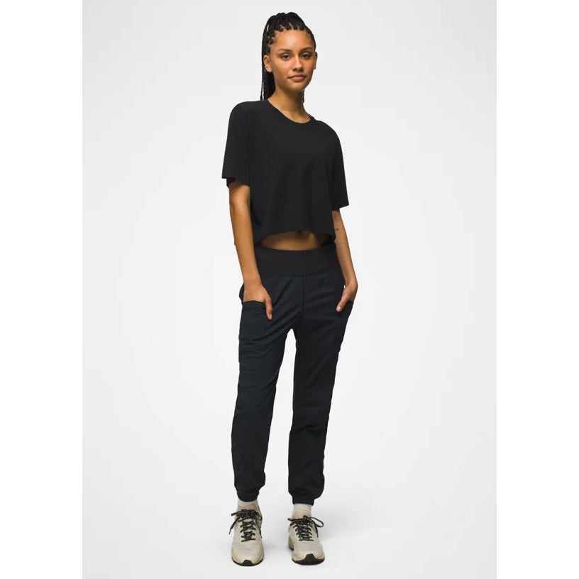 PRANA Women's Koen Jogger Pants Medium Black Mid Rise Elastic Waist NWT 2055081