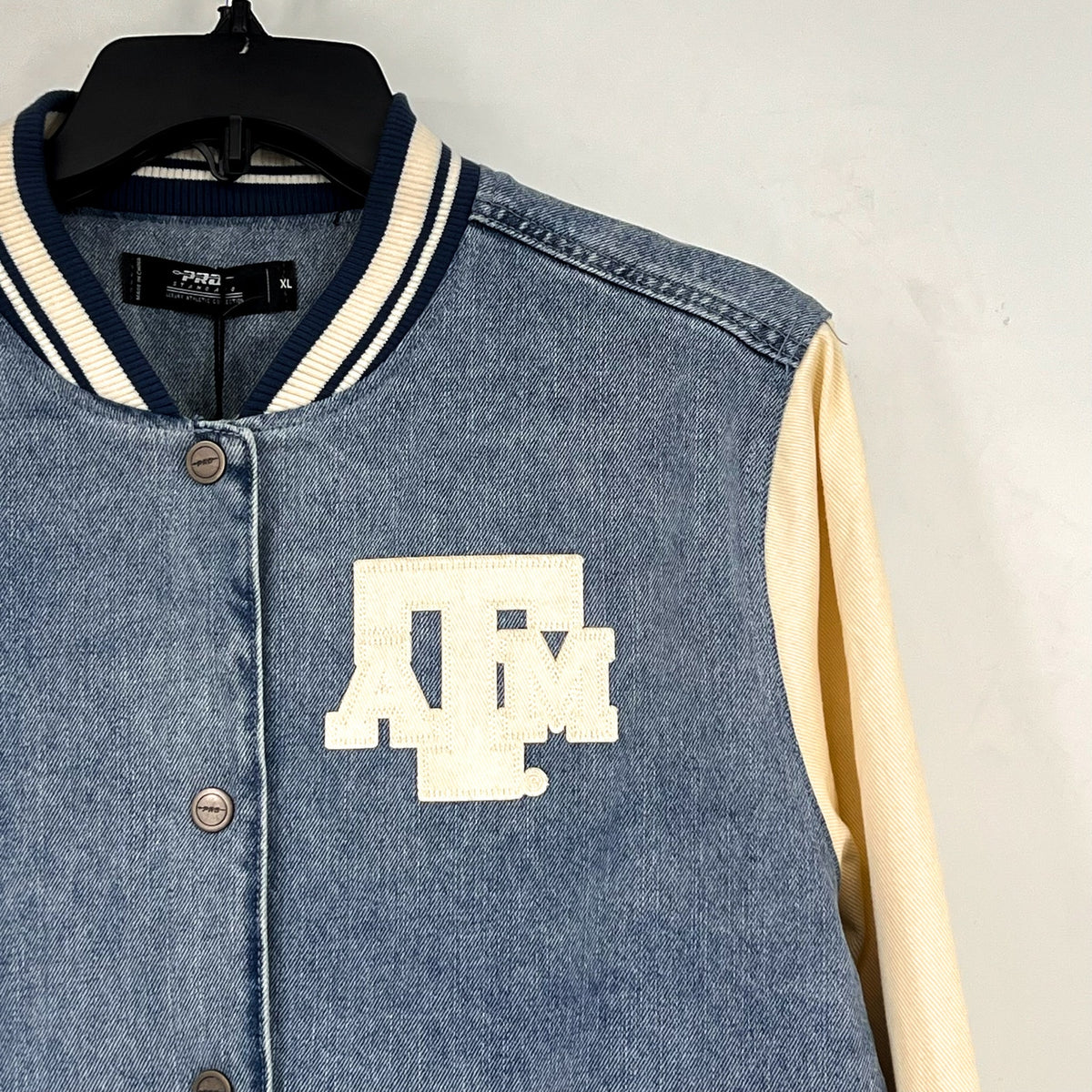 PRO STANDARD Men's Texas A&M Denim Varsity Jacket XL Blue Long Sleeve NWT