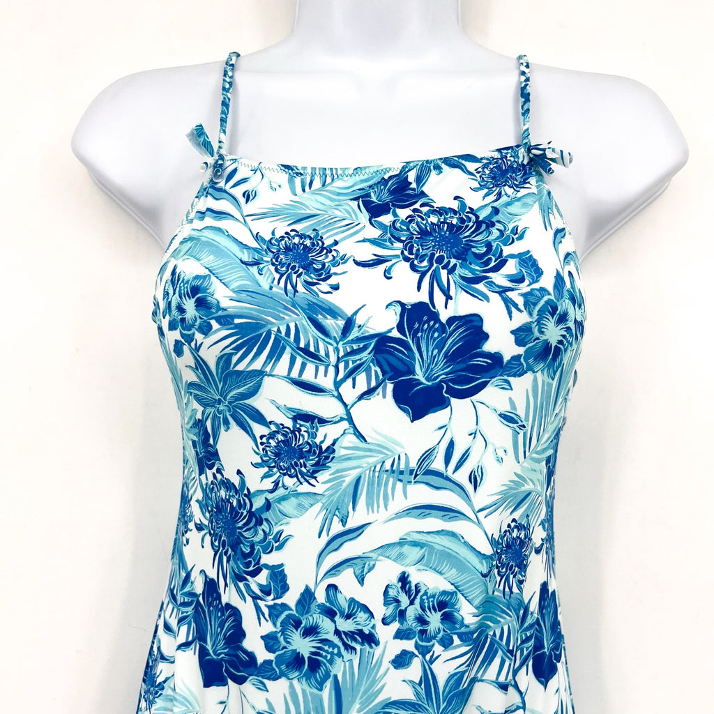 VILEBREQUIN Girl's Tahiti Flowers One Piece Swimsuit 14 ANS White Blue Print NWT