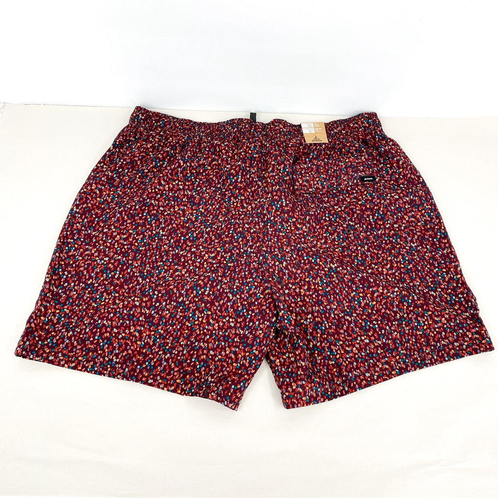 PRANA Men's Plunge Swim Shorts XL Red Cacao Alotta Dots 6" Inseam Liner NWT