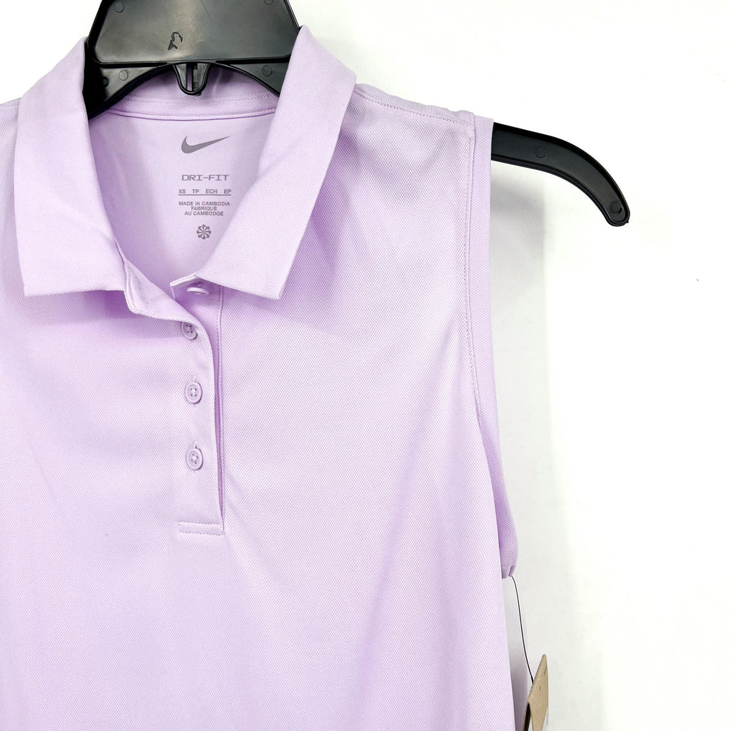 NIKE Women's Dri-Fit Victory Sleeveless Golf Polo Shirt XS Lilac Purple NWT