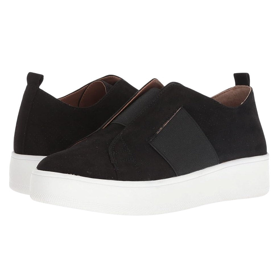 Steve Madden Womens Brad Sneaker US 9.5 Black Vegan Suede Slip On NWOB