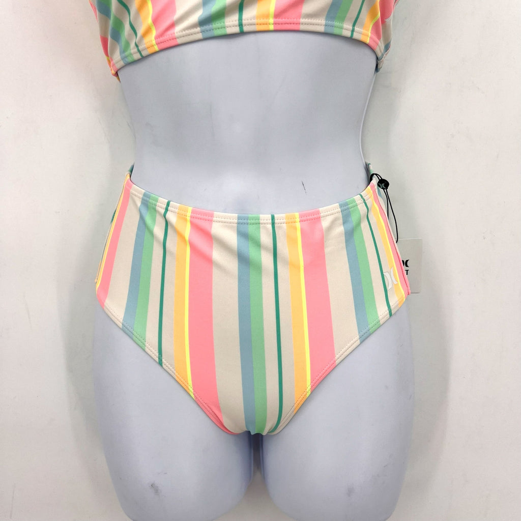 HURLEY Girl's Crossback Tankini 2-Piece Bikini Set Size 8 Pastel Striped NWT