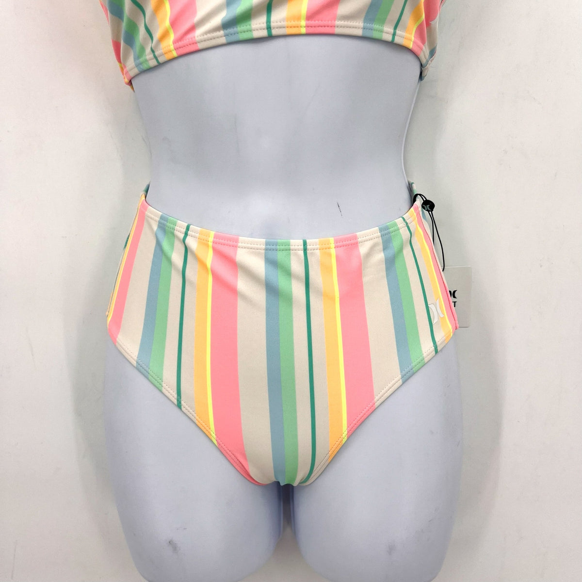 HURLEY Girl's Crossback Tankini 2-Piece Bikini Set Size 8 Pastel Striped NWT