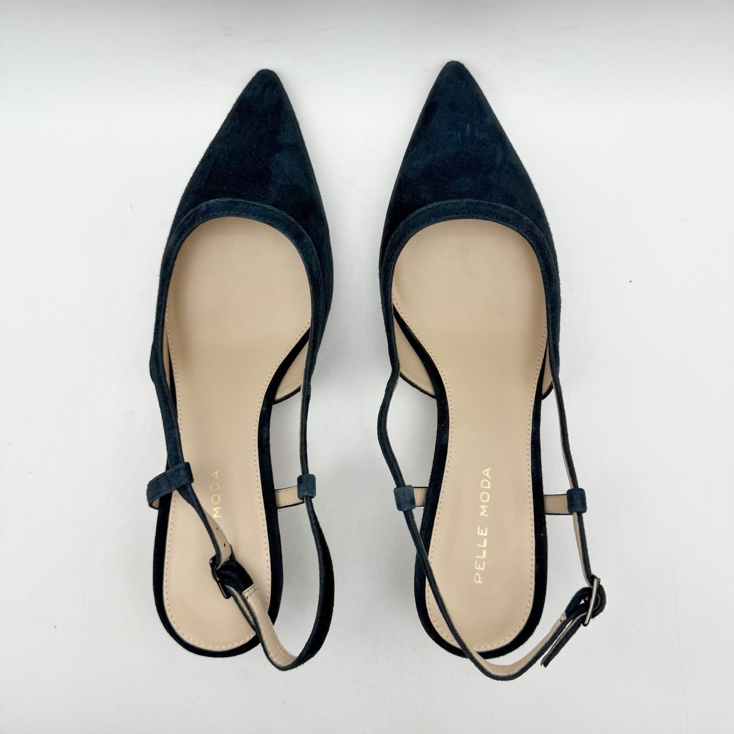 Pelle Moda Womens Deena Kitten Heels US 9 M EU 40 Navy Suede Slingback NIB