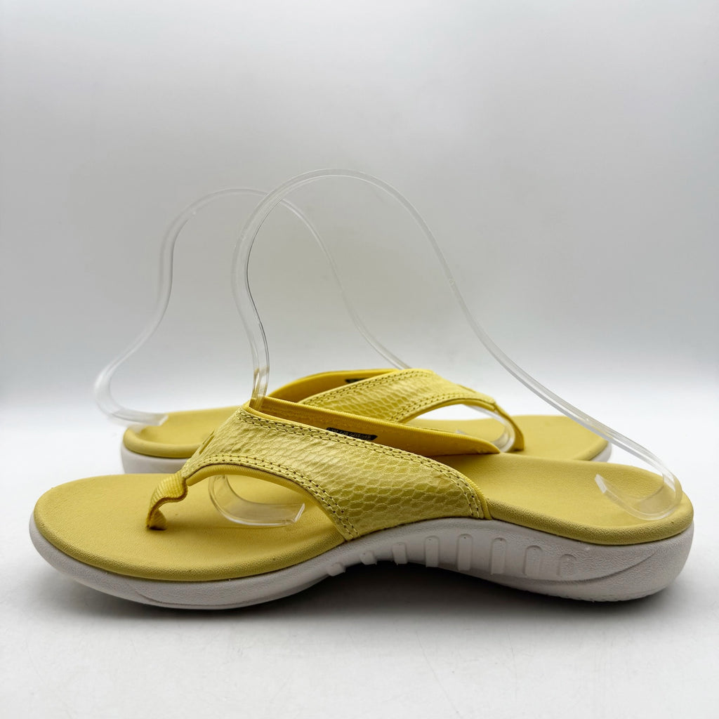 Spenco Womens Yumi Gecko Sandals US 8 WIDE Sundress Yellow Flip Flop NWOB