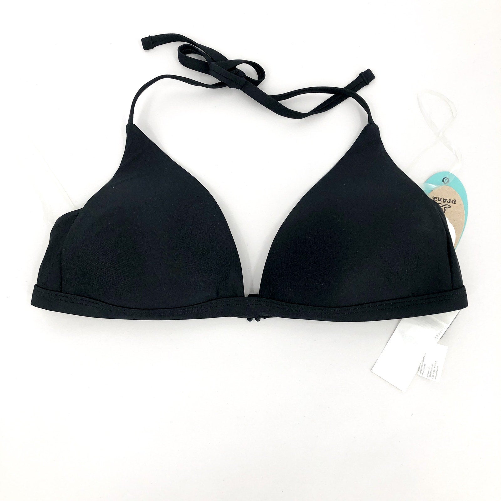 PRANA Women's Lexie Halter Bikini Top Medium Black Stretch UPF 50+ NWT