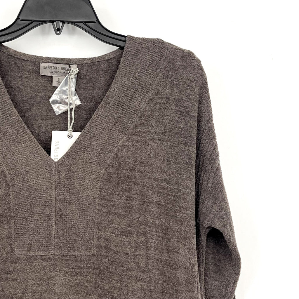 BAREFOOT DREAMS CozyChic Ultra Lite Tunic Top Small Mineral Gray V-Neck NWT