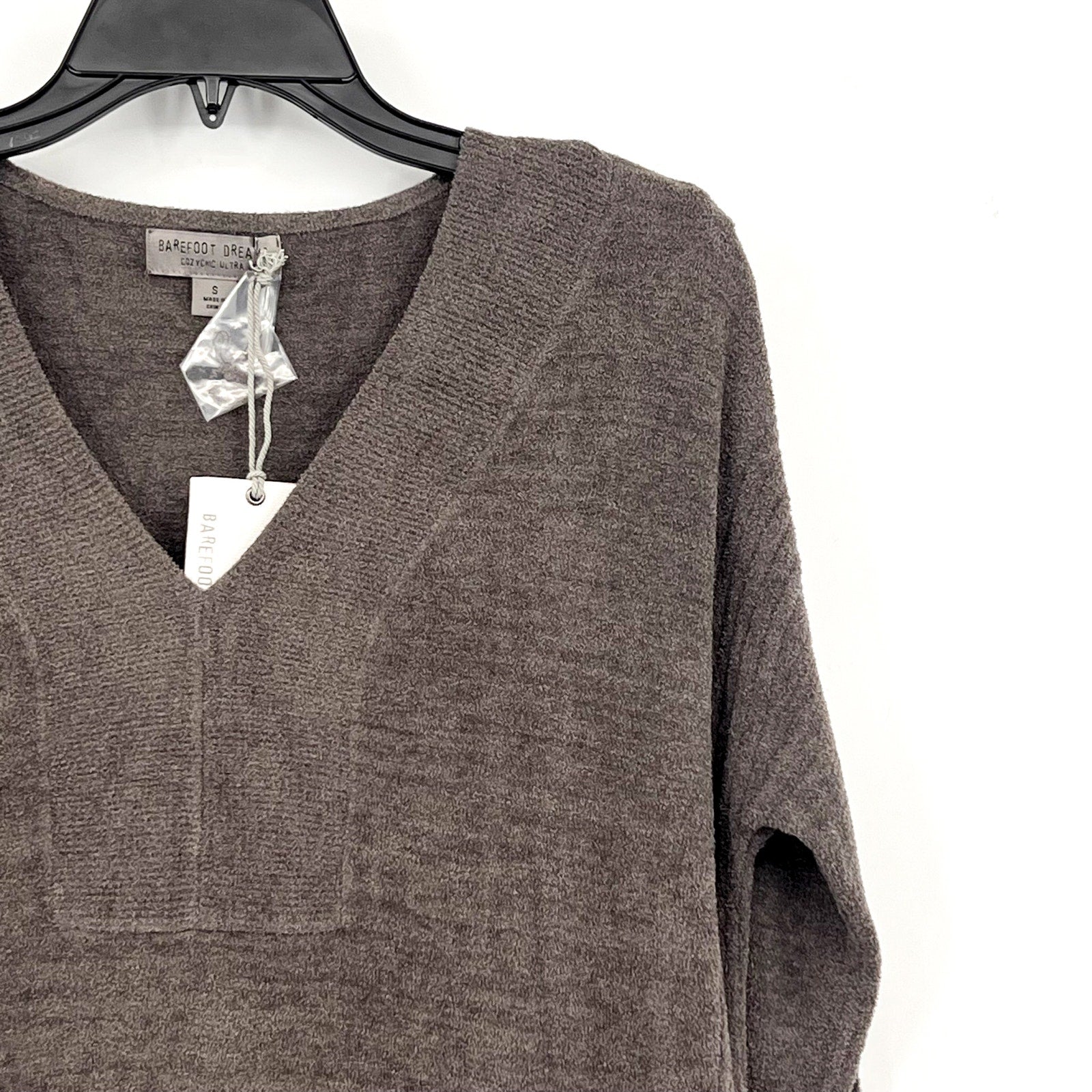 BAREFOOT DREAMS CozyChic Ultra Lite Tunic Top Small Mineral Gray V-Neck NWT
