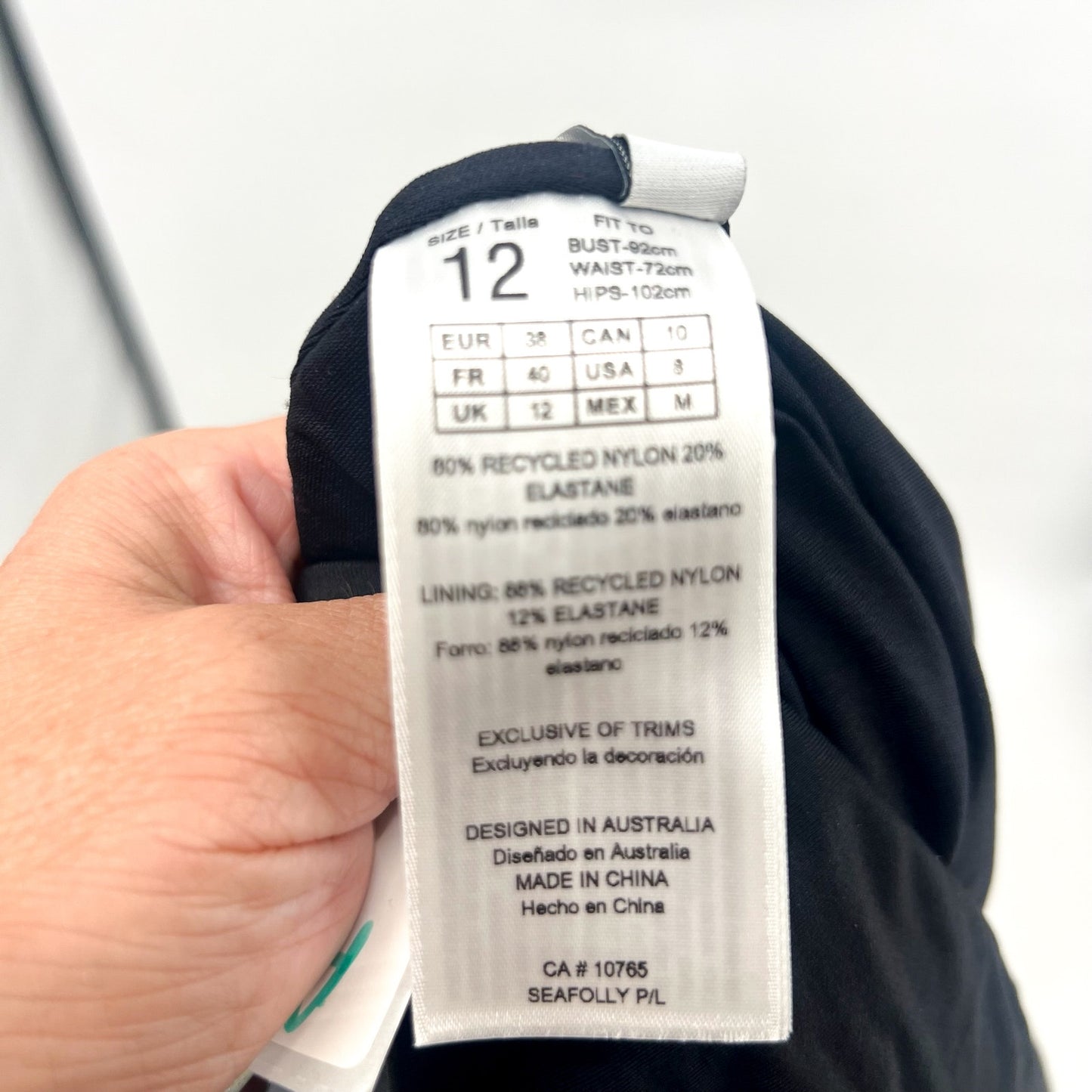 SEAFOLLY COLLECTIVE One Shoulder One Piece Size 8 Black Ruched NWT