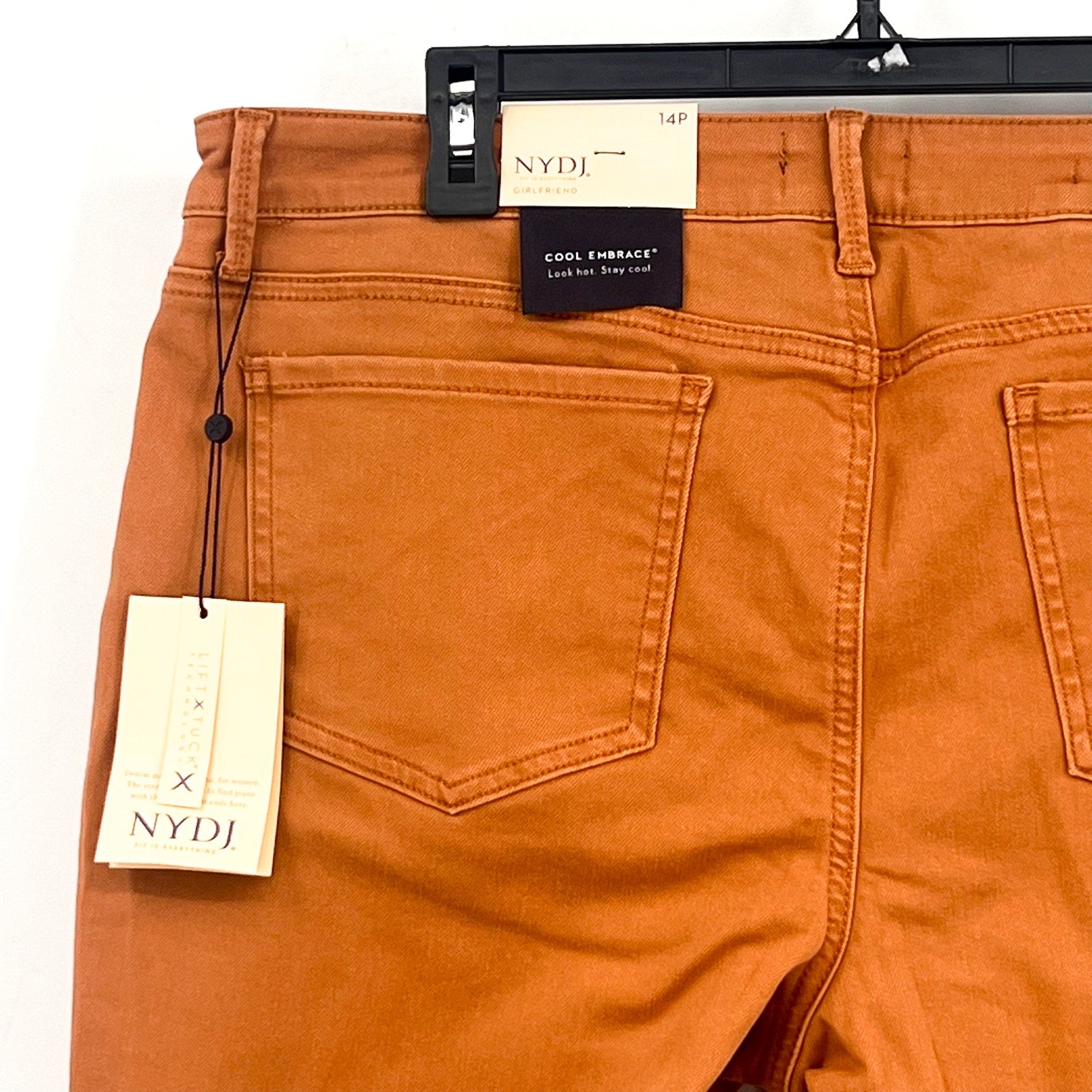 NYDJ Womens Margot Girlfriend Jeans Size 14 PETITE Rust Brown Straight Leg NWT