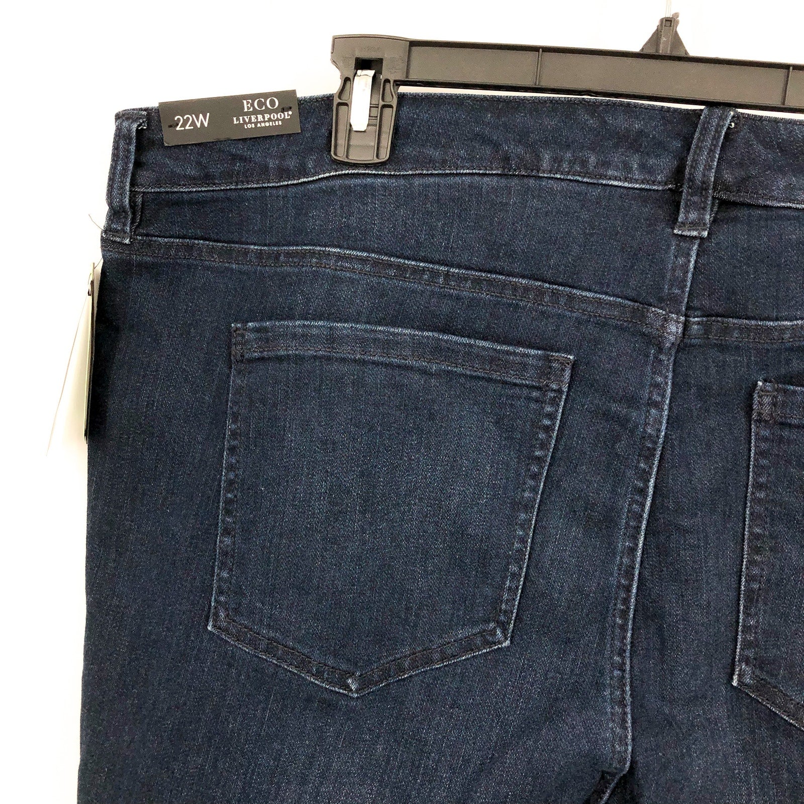 Liverpool Womens Hannah Crop Flare Jeans Size 22W Dark Blue Walcott Raw Hem NWT