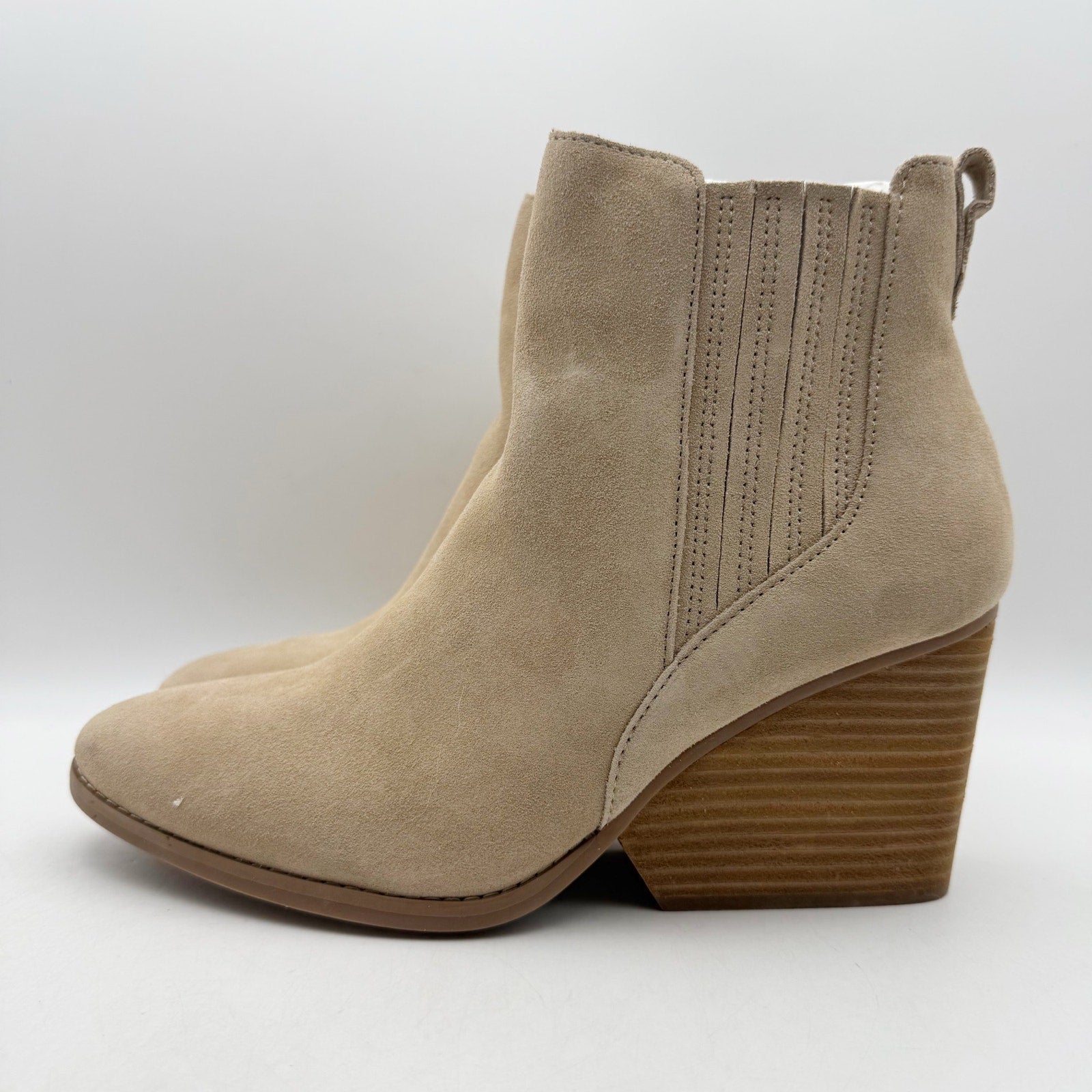 Toms Womens Noa Ankle Boots US 10 EU 42 Tan Beige Suede Pull On NWOB