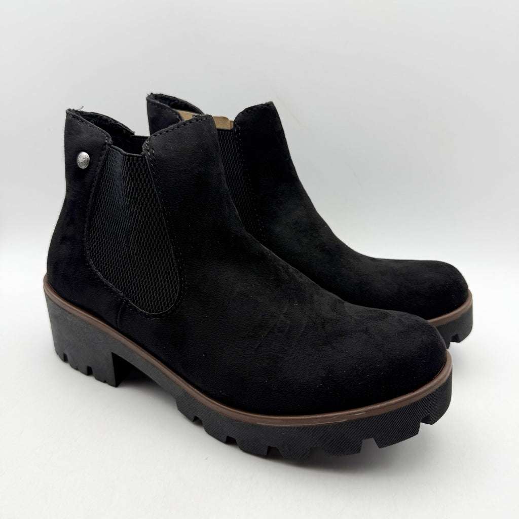 Rieker Womens Amalia 65 Chelsea Ankle Boots EU 40 US 8.5 Black Vegan Suede NIB