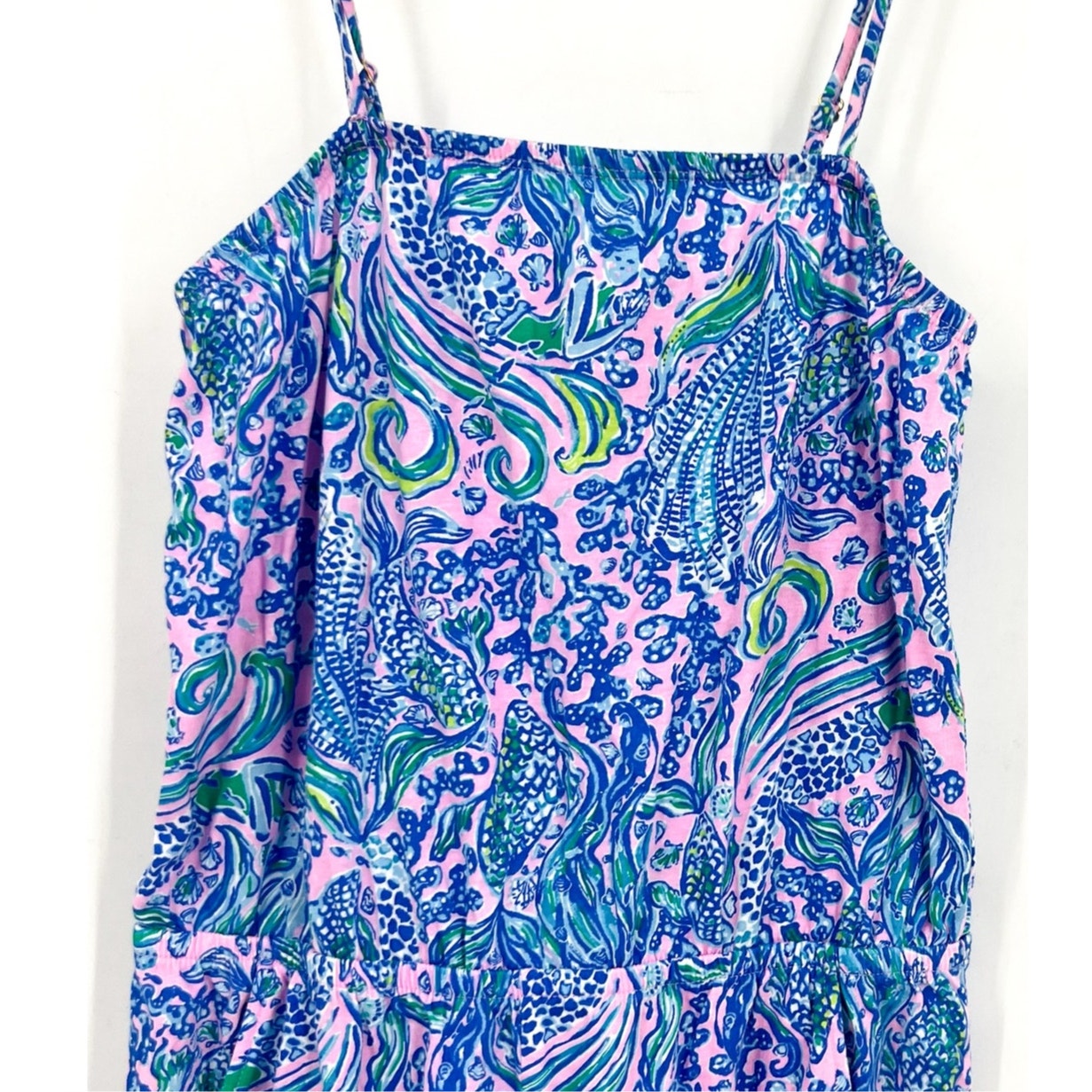 LILLY PULITZER Girl Mini Jace Romper XL 12-14 Pink Blue We Mermaid It NWOT