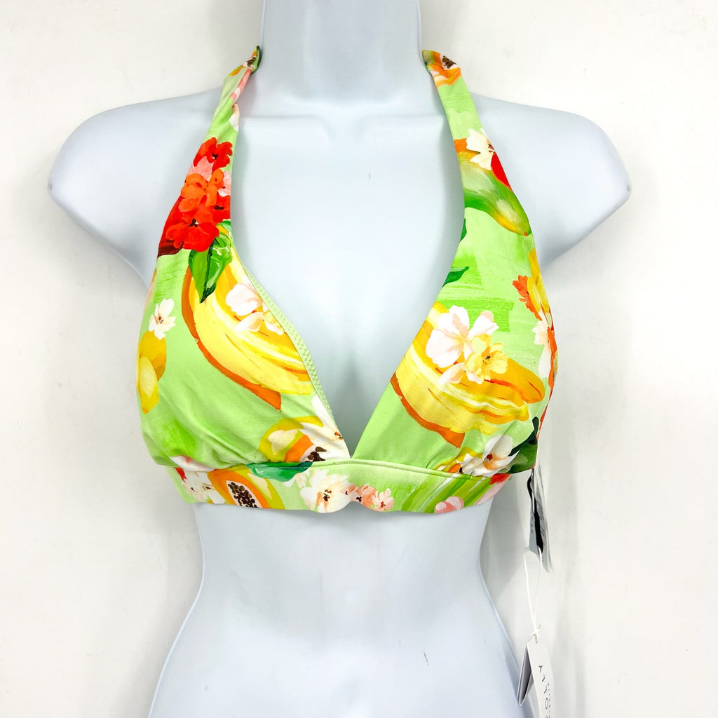 SEAFOLLY Women's Tropique Triangle Bikini Top Size 10 Green Floral Aloe Gel NWT