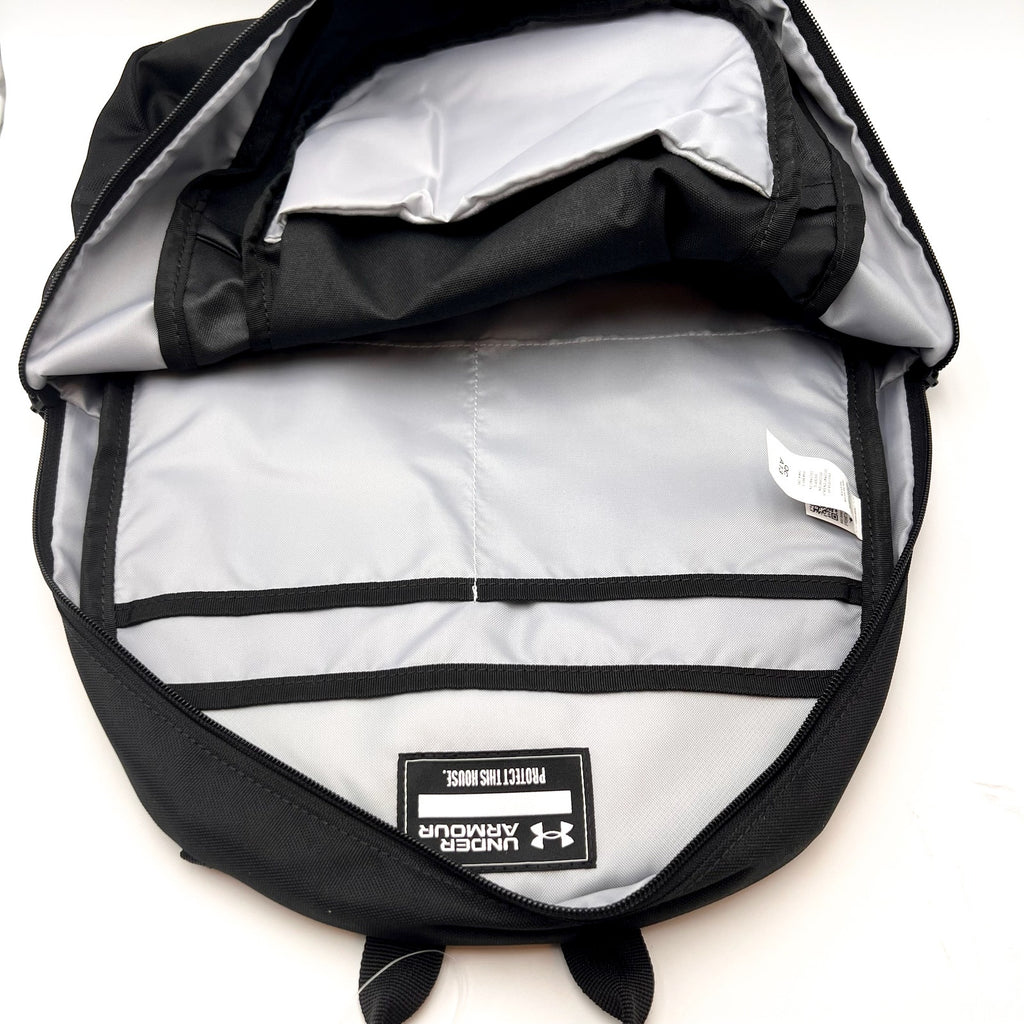 UNDER ARMOUR Hustle Sport 6.0 Backpack Black Metallic Silver Water ResistantNWOT