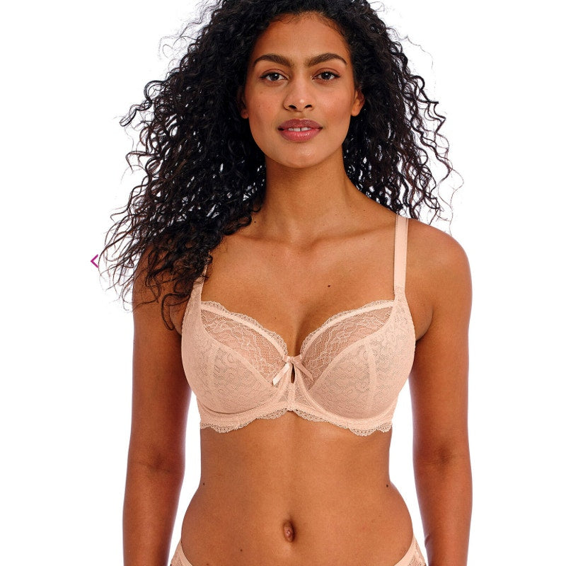 FREYA FANCIES Women's Underwired Plunge Bra Size 36G Natural Beige NWT