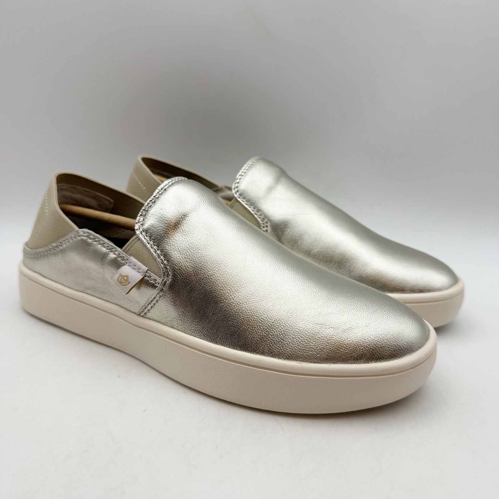Spenco Womens Saylor Slip On Sneakers US 5 M EU 35 Champagne Gold Leather NIB