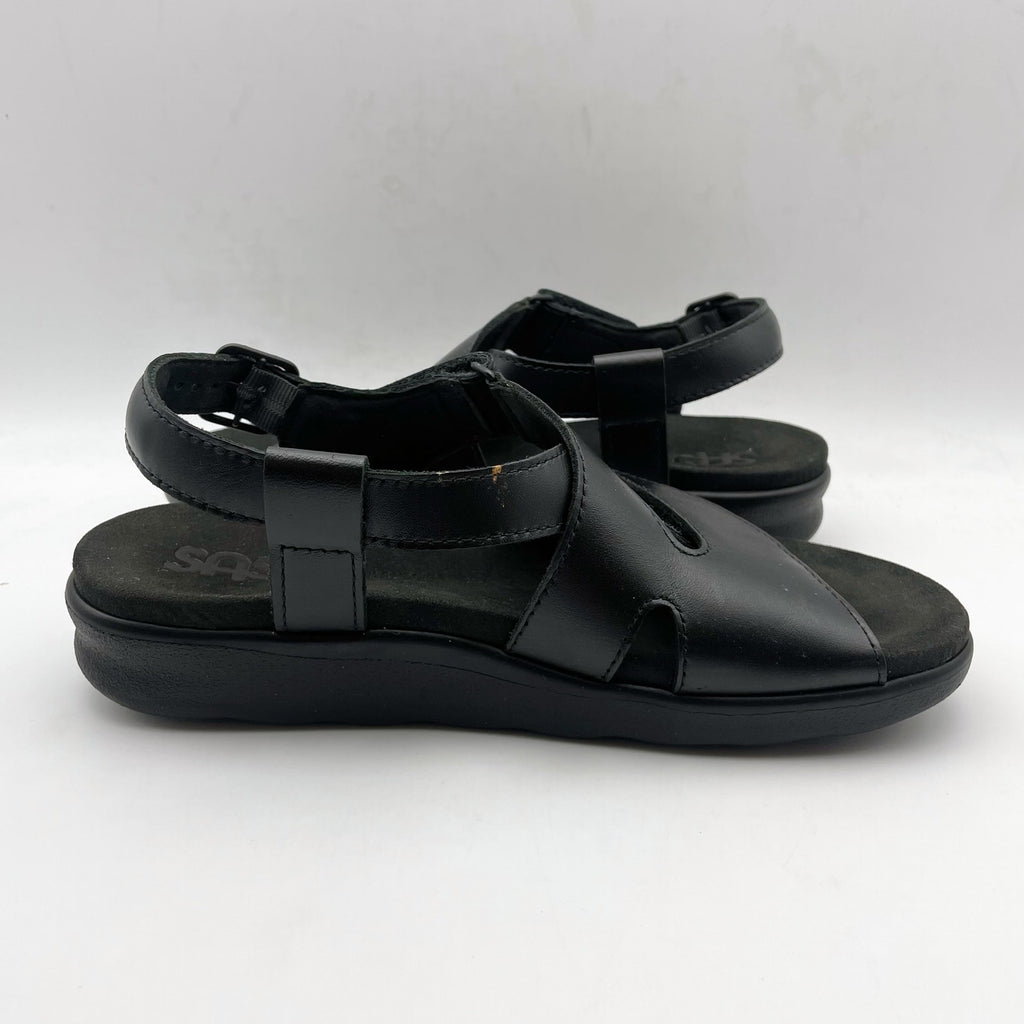 SAS Womens Huggy Adjustable Comfort Sandal US 6.5M EU 37 Black Leather NWOB