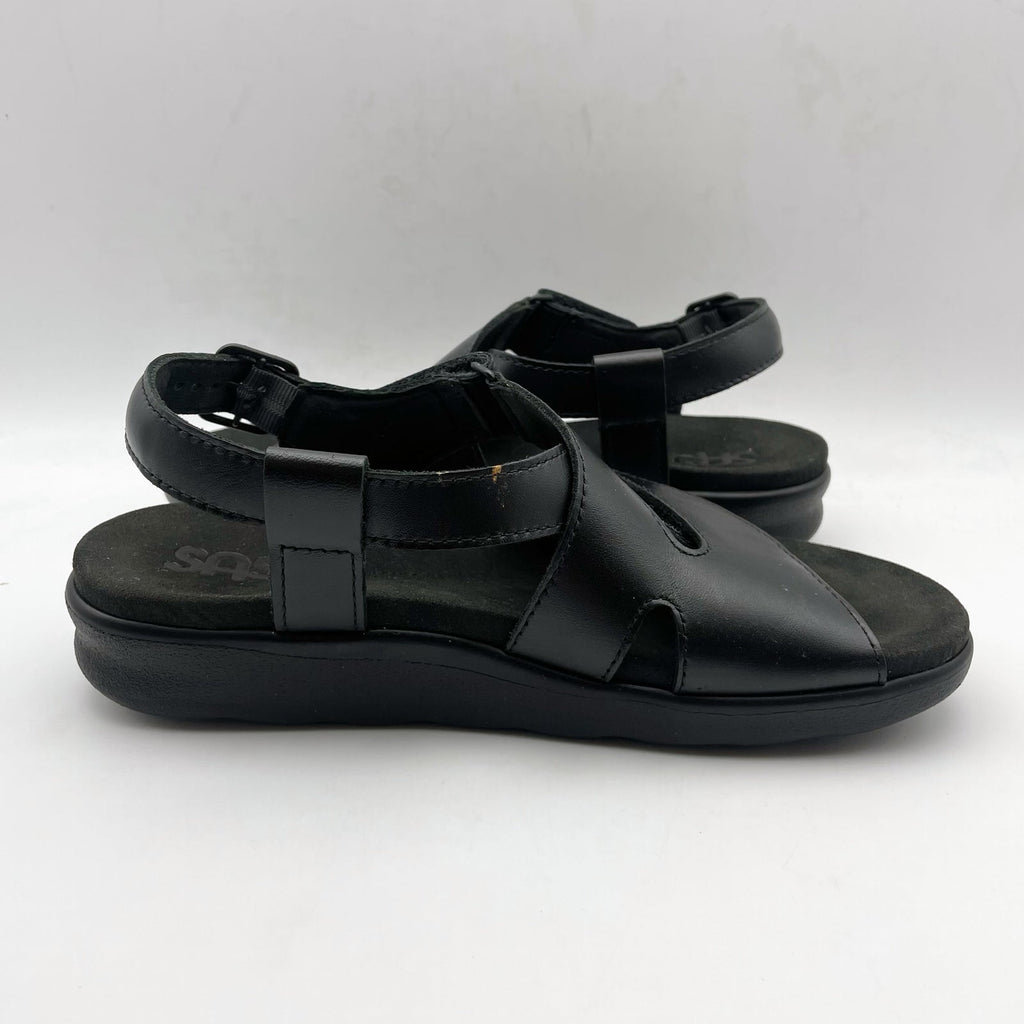 SAS Womens Huggy Adjustable Comfort Sandal US 6.5M EU 37 Black Leather NWOB
