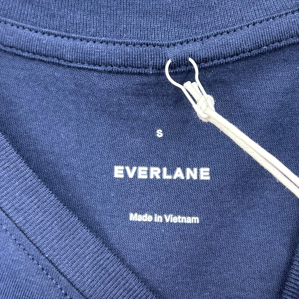 EVERLANE Women's The Box-Cut Tee Small Navy Blue Essential Cotton Crewneck NWT