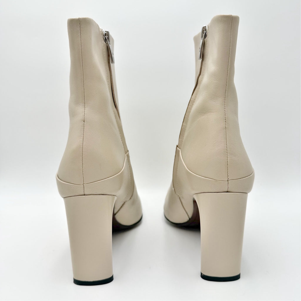 Franco Sarto Womens Flexabooty Ankle Boots Size 8.5 M Cream Leather Heels NIB