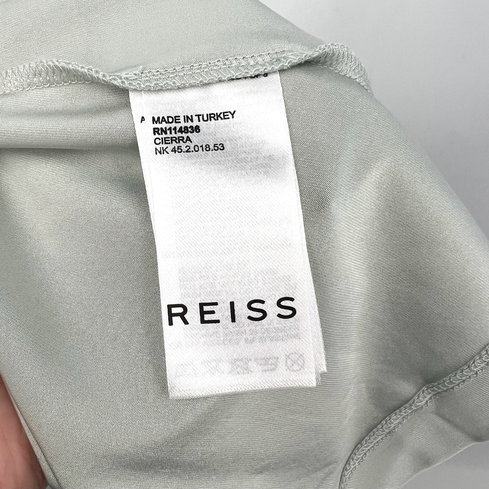 REISS Women's Cierra Strappy Off-Shoulder Short Sleeve Top Medium Light Green NWOT