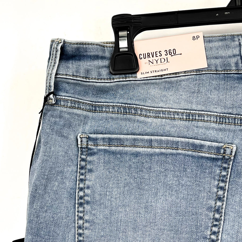 NYDJ Curves 360 Womens Slim Straight Crop Jeans 8 PETITE Charmed Light Blue NWT