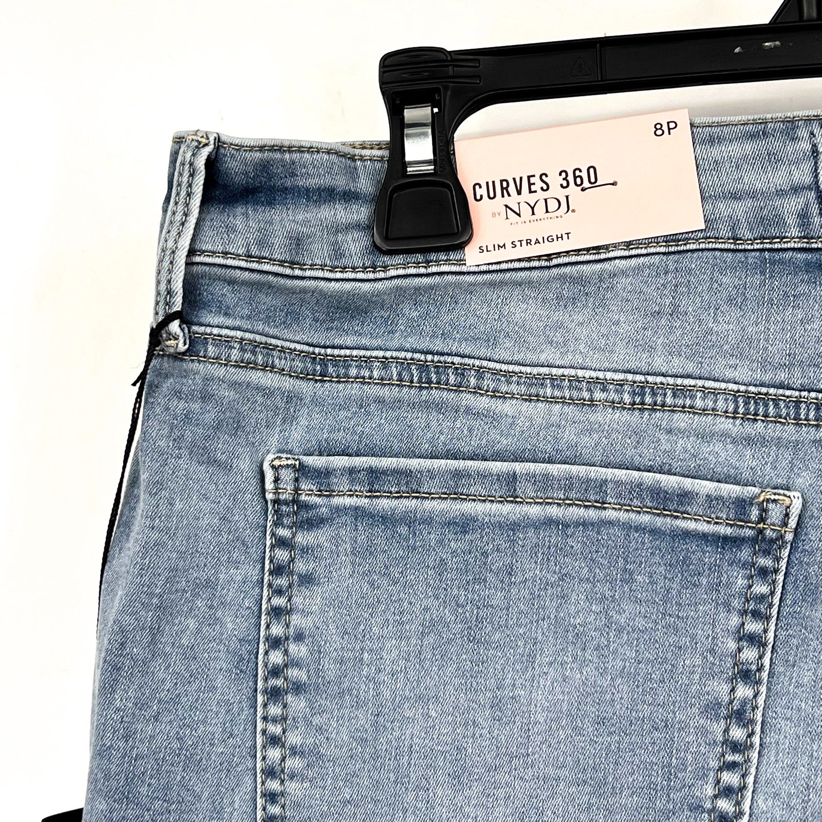NYDJ Curves 360 Womens Slim Straight Crop Jeans 8 PETITE Charmed Light Blue NWT