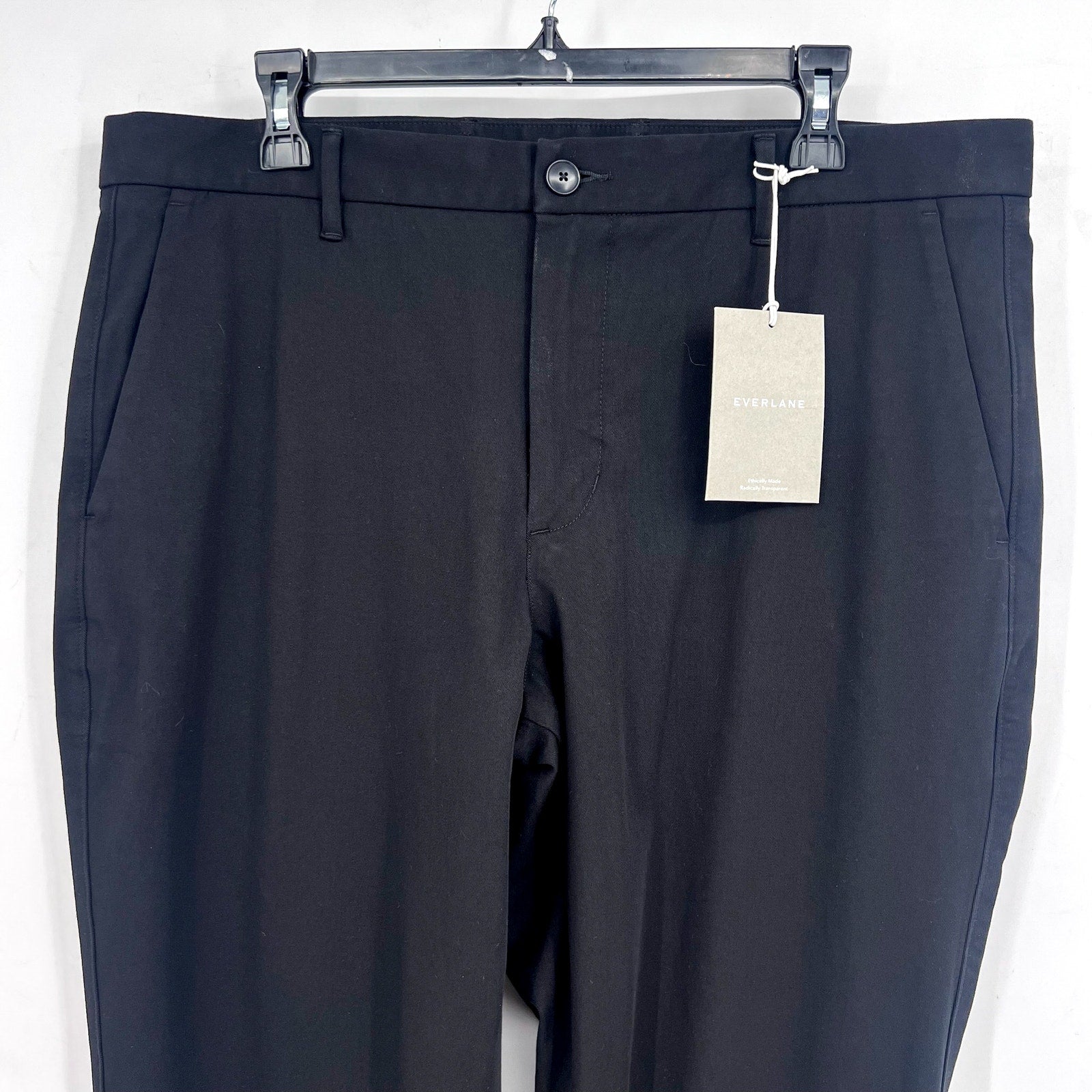 EVERLANE Uniform Mens Performance Chino Pants 36x34 Black Athletic Fit NWT