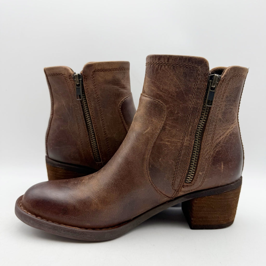 BORN Womens Rigby Ankle Boots Size 6.5 M Brown Leather NIB