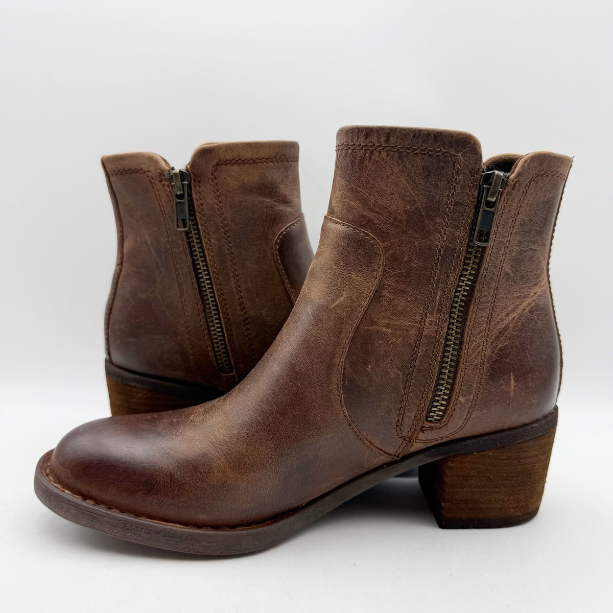 BORN Womens Rigby Ankle Boots Size 6.5 M Brown Leather NIB