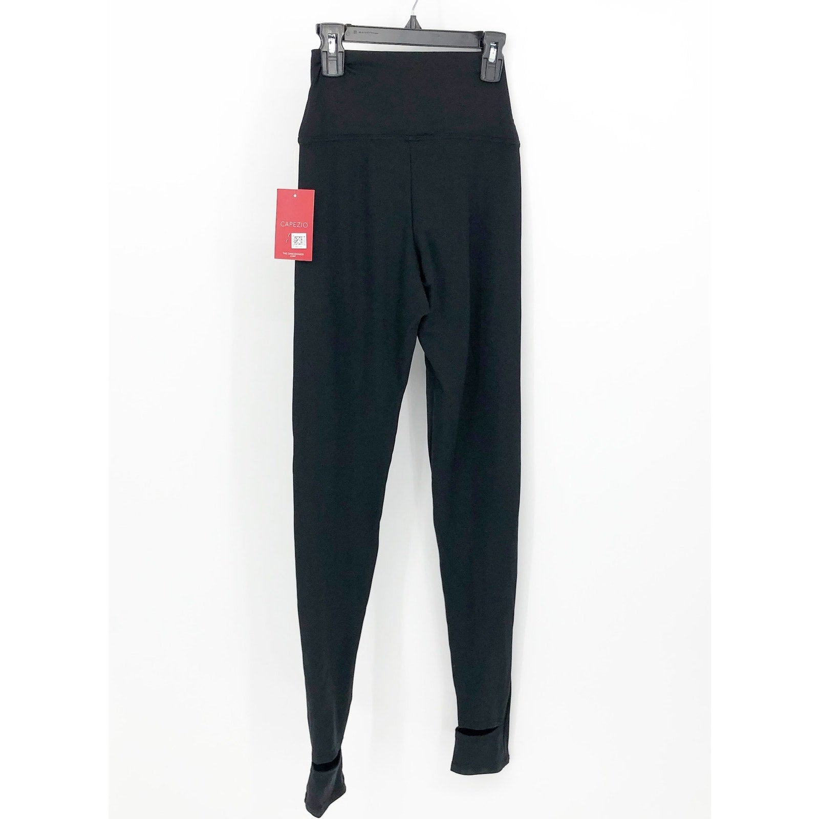 Capezio Womens Stirrup Leggings Small US 4-6 Black High Rise Pull On Stretch NWT