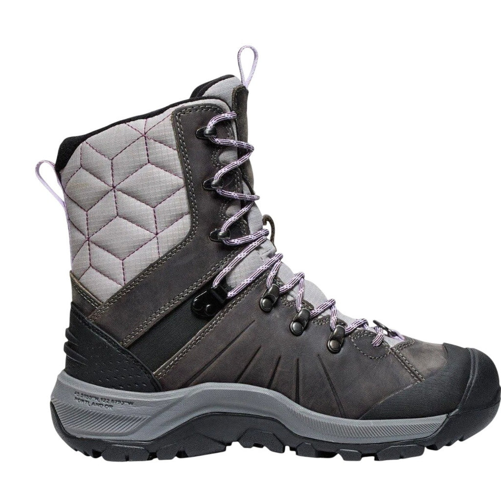 KEEN Womens Revel IV High Polar Hiking Boots US 6.5 Wide Grey Leather WP NWOB
