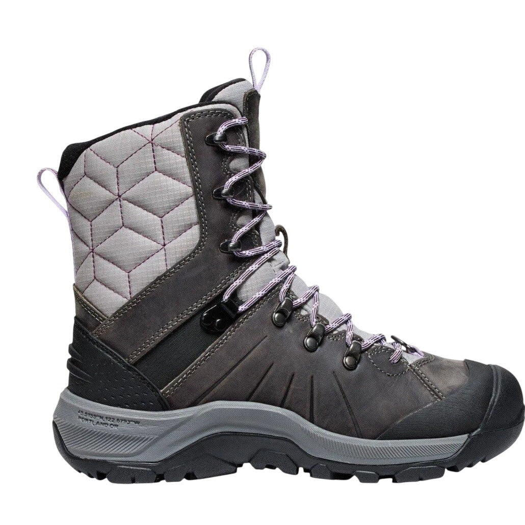 KEEN Womens Revel IV High Polar Hiking Boots US 6.5 Wide Grey Leather WP NWOB