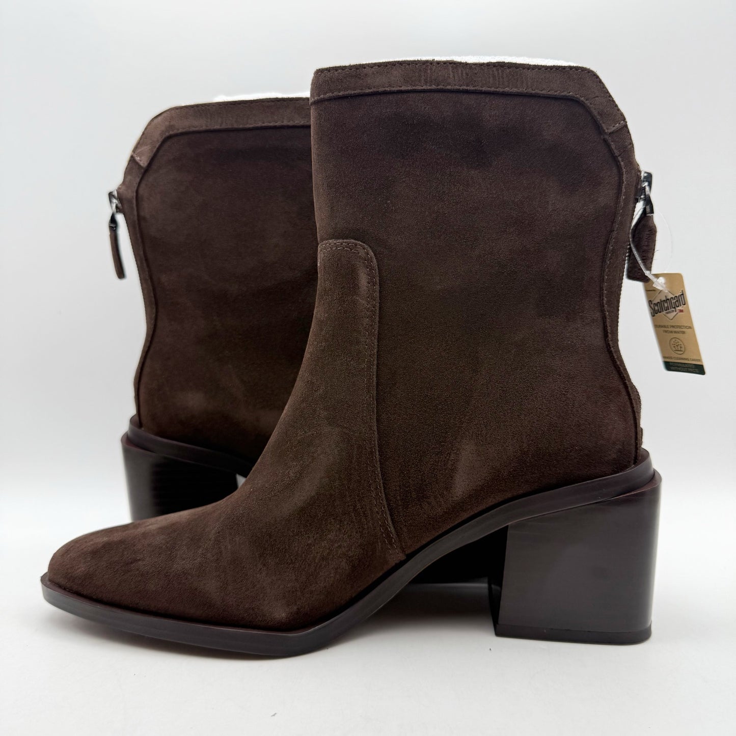 Vince Camuto Womens Kortimy Heeled Ankle Boot US 8 Wide EU 39 Brown Suede NIB