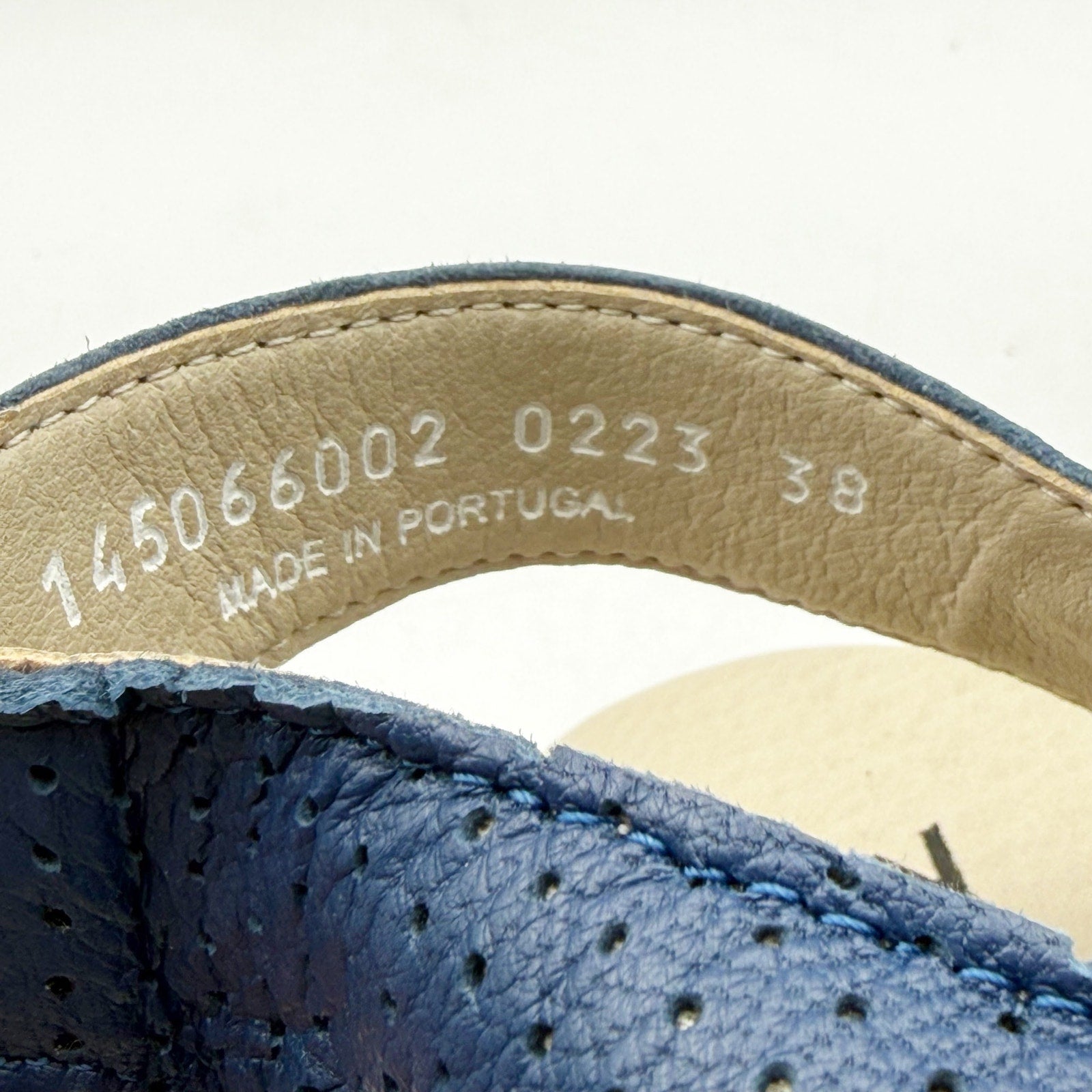 Fly London Womens Nisi Wedge Sandals EU 38 US 7.5-8 Blue Leather NWT