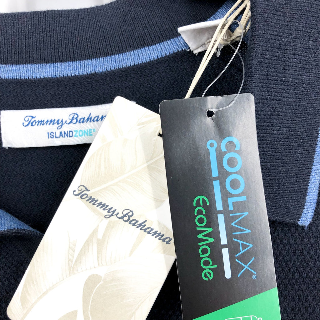 TOMMY BAHAMA Men's Coolside Sweater Polo XL Blue IslandZone Short Sleeve NWT