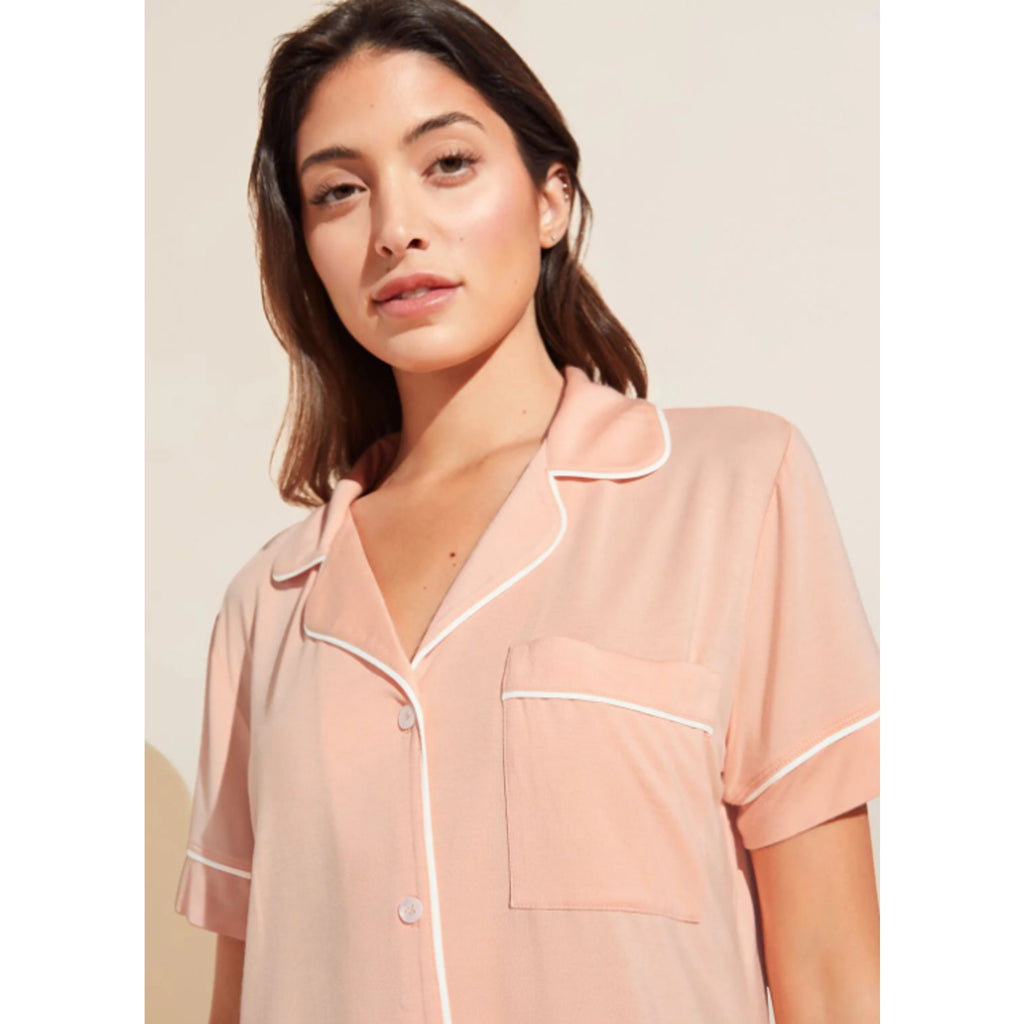 EBERJEY Gisele Shortie Short PJ Set Small Peach Parfait Ivory TENCEL Modal NWT
