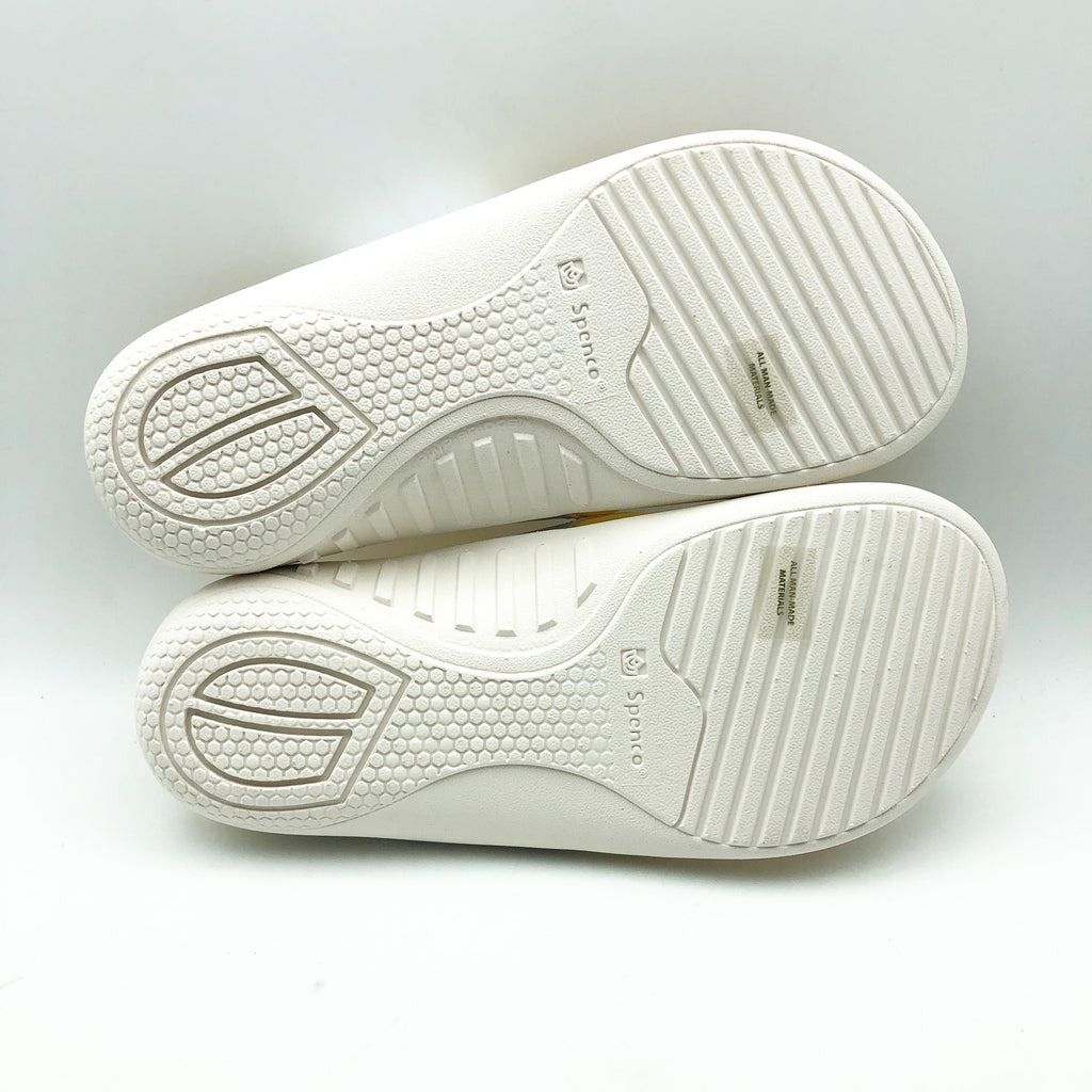 Spenco Womens Yumi Ocean Shell Sandals Size 7 WIDE White Yellow NWOB