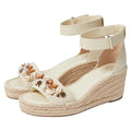 Franco Sarto Womens Clemens Espadrille Wedge Sandals US 8.5 M Beige Raffia NWOB