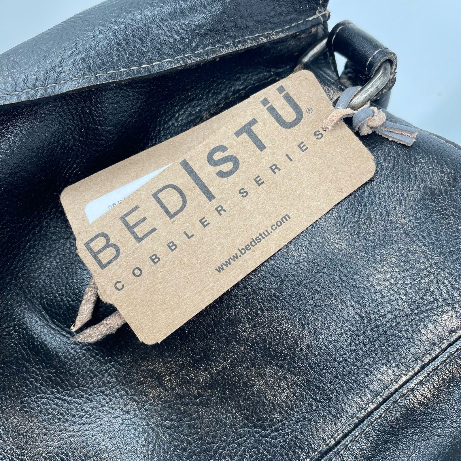 Bed Stu Rockababy Leather Shoulder Bag Washed Black Satchel Purse NWT